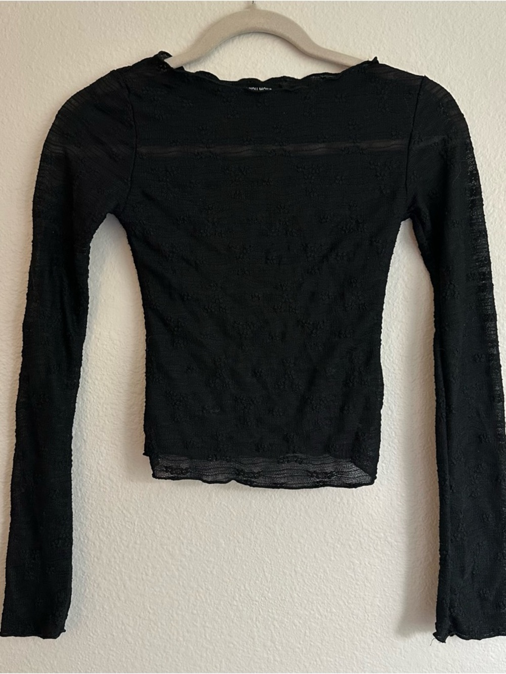 See You Monday Sheer Lace Long Sleeve Top